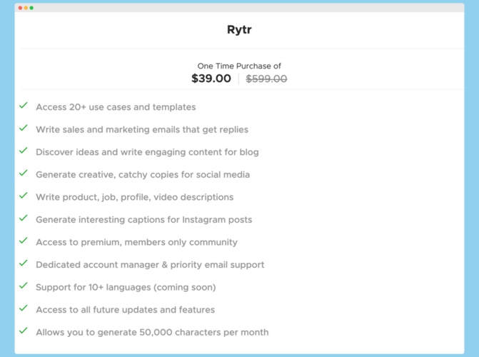 rytr appsumo deal, rytr appsumo lifetime deal, rytr lifetime deal, rytr ltd